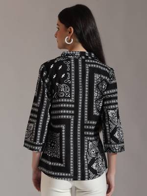 black pure cotton boho printed top 3