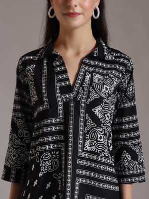 black pure cotton boho printed top 4