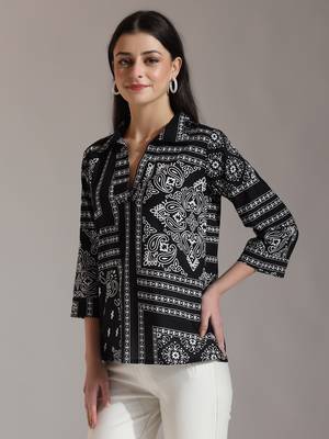 black pure cotton boho printed top 5