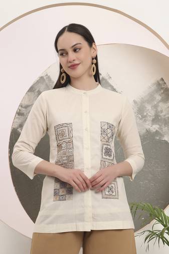 white pure cotton top with embroidery