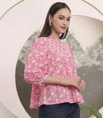 pink pure cotton top with lace detailings
