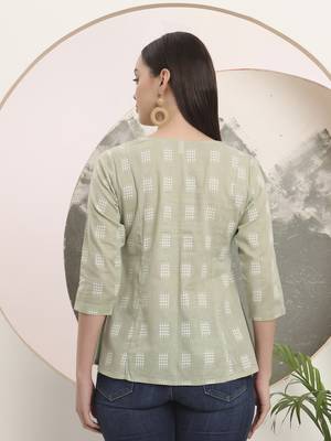 green handloom cotton gathered or pleated top 3