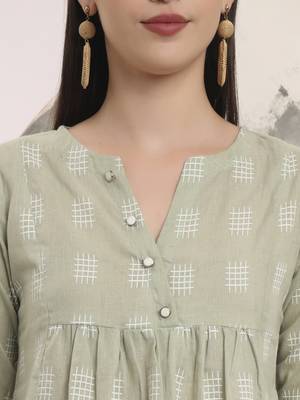 green handloom cotton gathered or pleated top 4