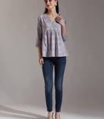 purple handloom cotton gathered or pleated top