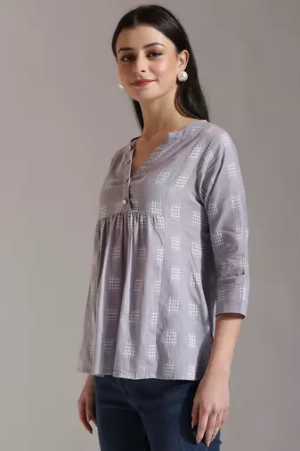 purple handloom cotton gathered or pleated top