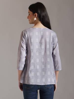 purple handloom cotton gathered or pleated top 3
