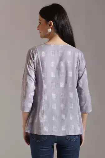 purple handloom cotton gathered or pleated top