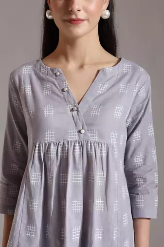 purple handloom cotton gathered or pleated top