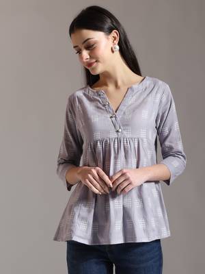 purple handloom cotton gathered or pleated top 5