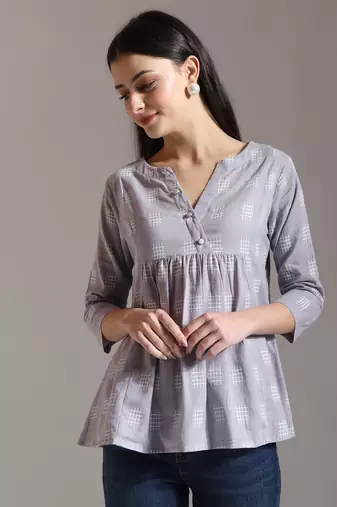 purple handloom cotton gathered or pleated top