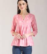 pink handloom cotton gathered or pleated top