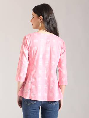 pink handloom cotton gathered or pleated top 3