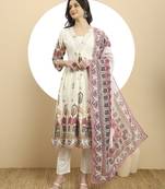 pink premium mul cotton a-line kurta dupatta set