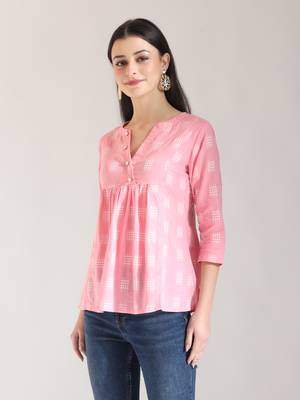 pink handloom cotton gathered or pleated top 5
