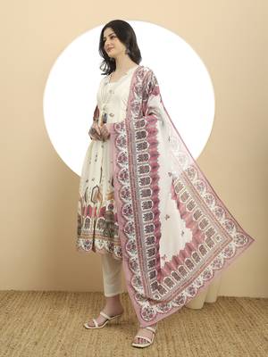 pink premium mul cotton a-line kurta dupatta set 2
