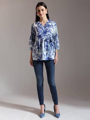 blue cotton peplum top 1