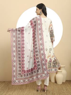 pink premium mul cotton a-line kurta dupatta set 3
