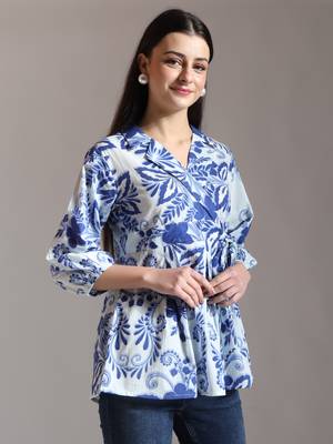 blue cotton peplum top 2