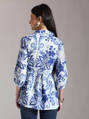 blue cotton peplum top 3