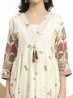pink premium mul cotton a-line kurta dupatta set 4
