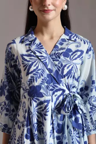 blue cotton peplum top