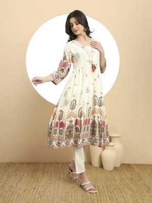 pink premium mul cotton a-line kurta dupatta set 5