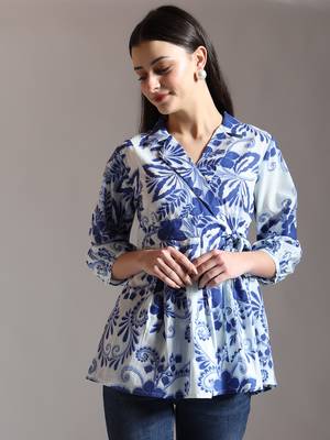 blue cotton peplum top 5