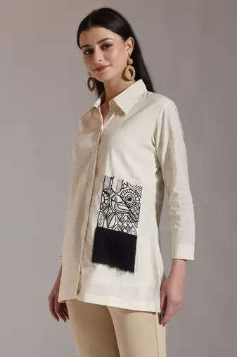 white pure cotton top with exquisite embroidery
