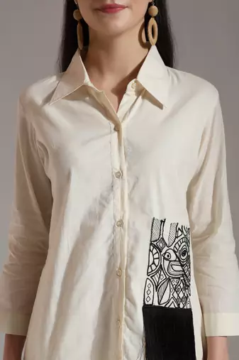 white pure cotton top with exquisite embroidery