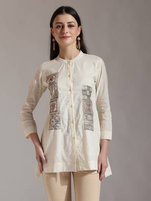 white pure cotton embroidered top 1