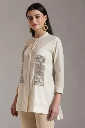 white pure cotton embroidered top