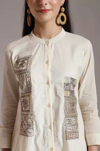 white pure cotton embroidered top