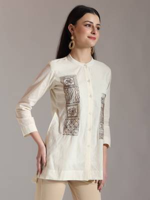 white pure cotton embroidered top 5