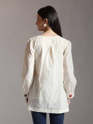 white pure cotton applique work top 3
