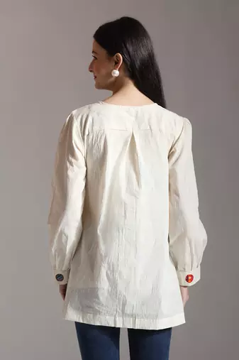 white pure cotton applique work top