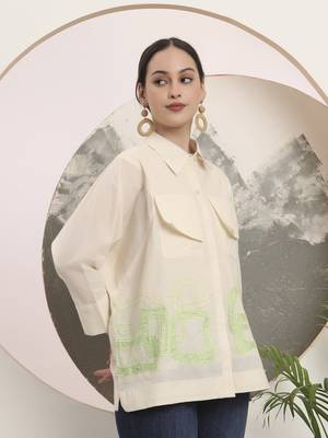white pure cotton top with patch work 2