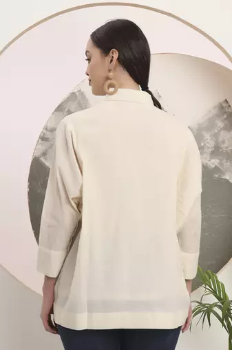 white pure cotton top with patch work