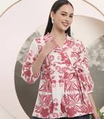 pink cotton peplum top