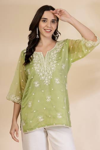green organza top