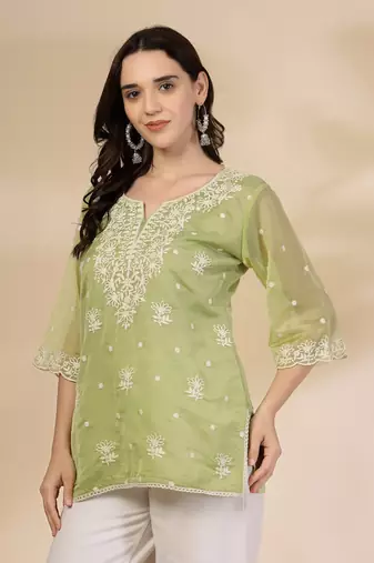 green organza top