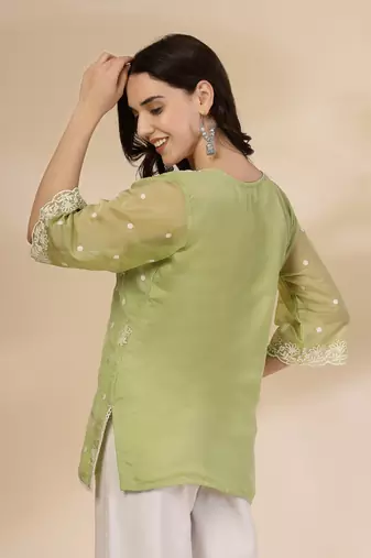 green organza top
