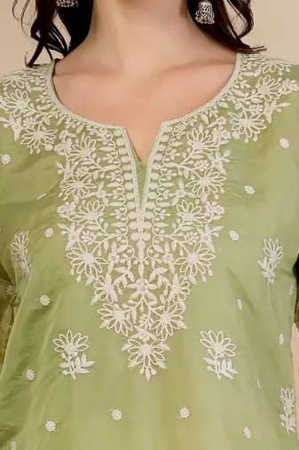 green organza top