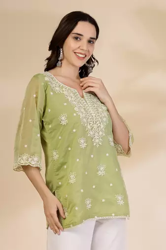 green organza top