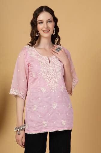pink organza top