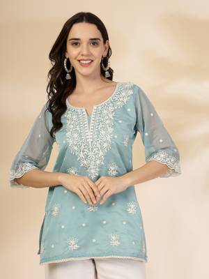 teal blue organza top 1