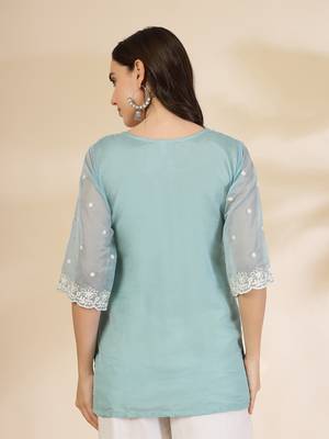 teal blue organza top 3
