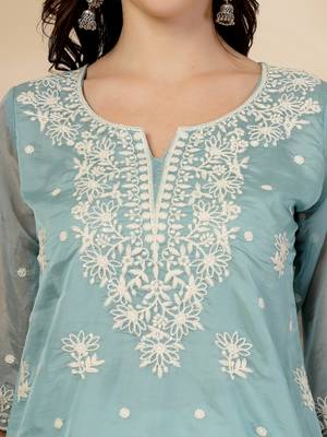 teal blue organza top 4