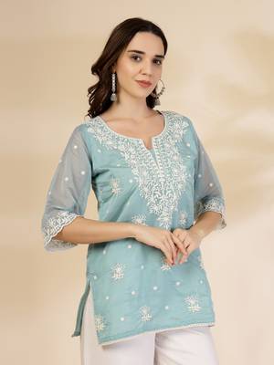 teal blue organza top 5