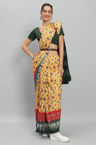 Geometric printed patola saree