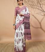 Floral jute silk blend saree